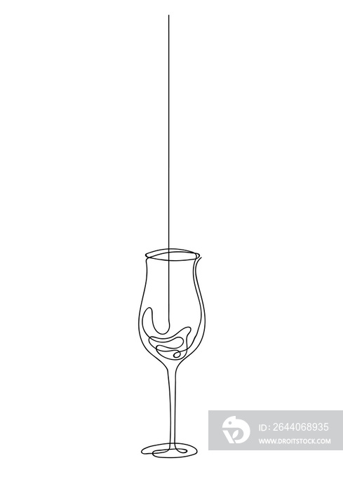 Сontinuous one line wine glass.