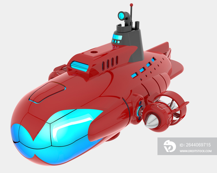 Submarine isolated on background. 3d rendering - illustration