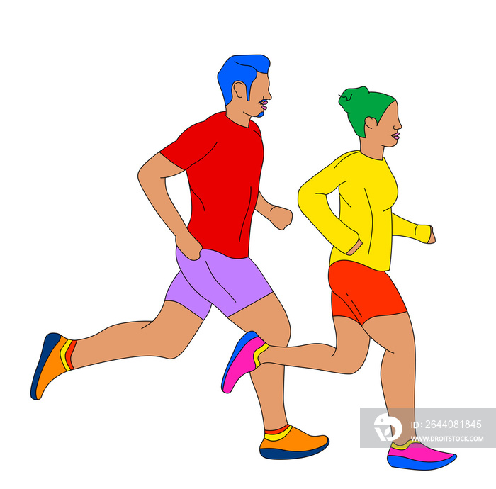 Girl and boy running together (2)