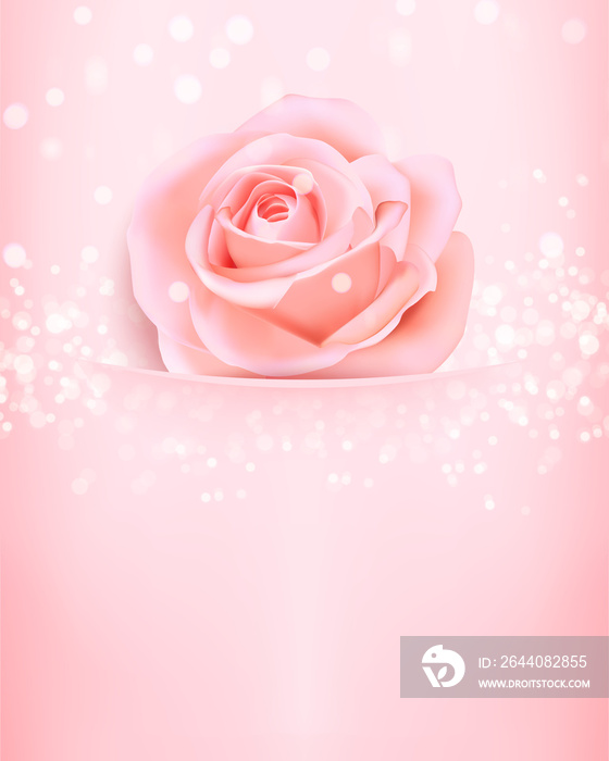 Pink elegant rose flower pearl with shining bokeh background