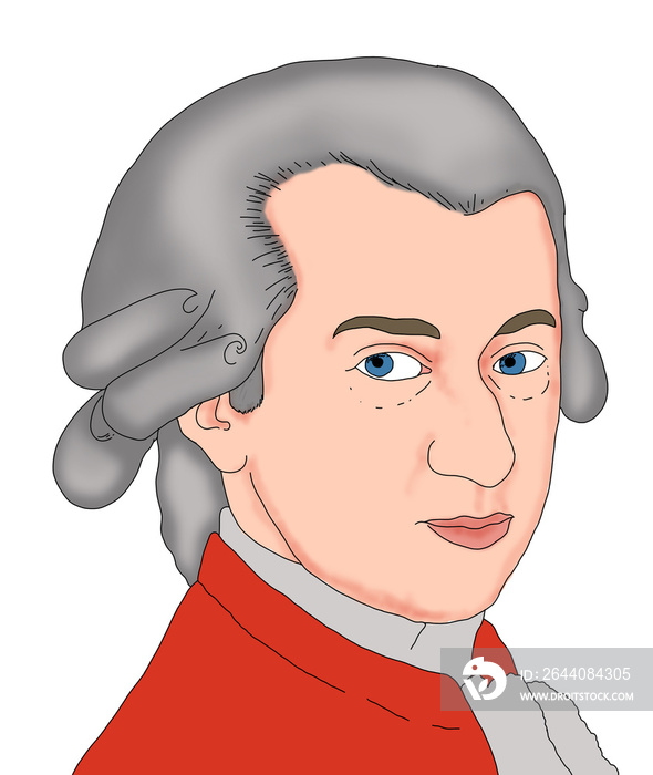 Realistic illustration of the Austrian composer Wolfgang Amadeus Mozart