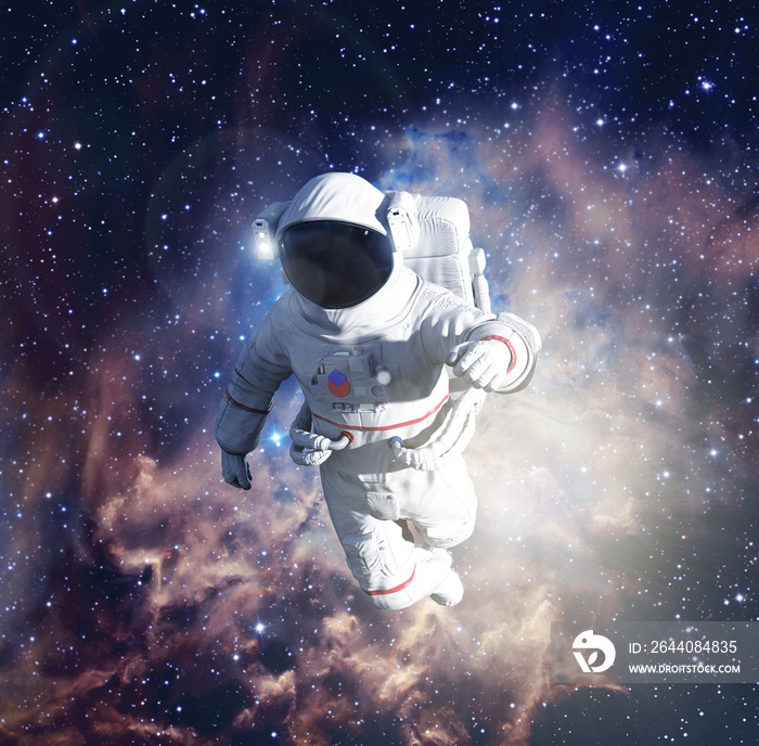 Astronaut exploring outer space conducting spacewalk.