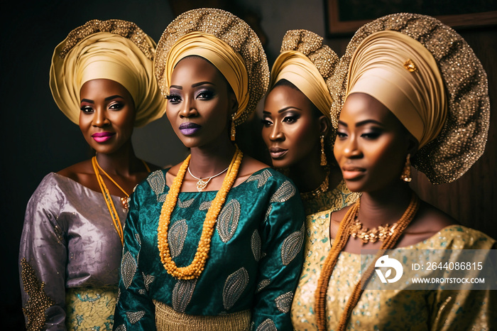 Generative AI. young Nigerian women wearing same head gear