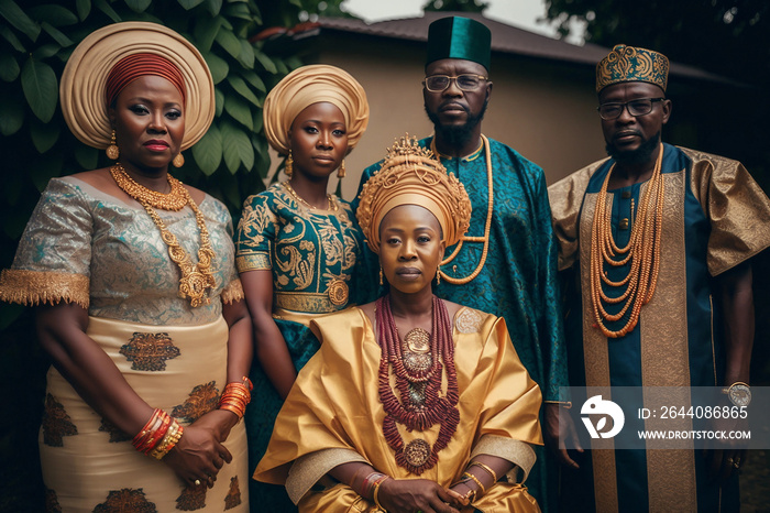 Sitting Efik woman and her Family