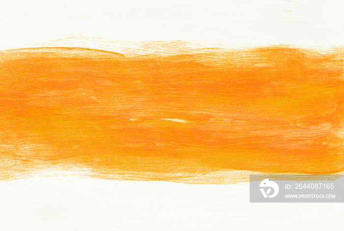 手绘橙色丙烯酸漆背景。
