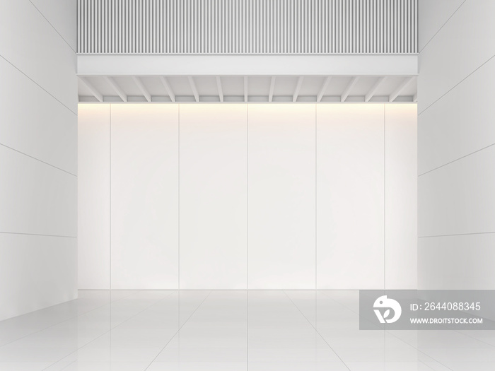 Modern white building interior space background concept 3d illustration and rendering.