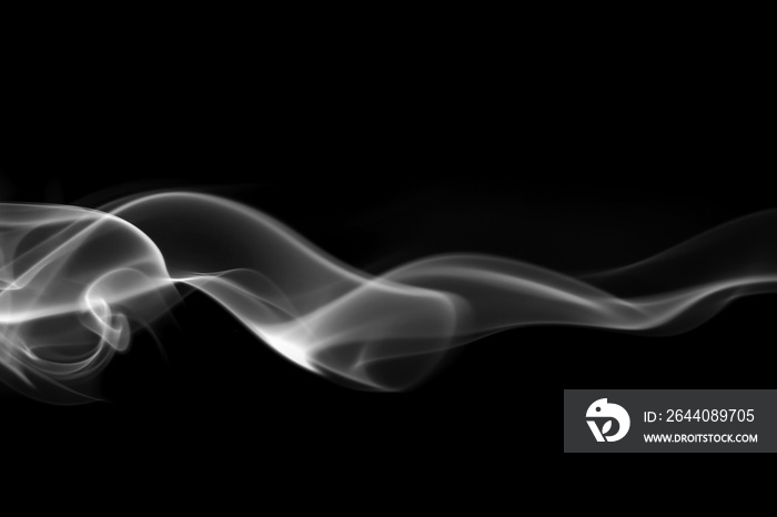 White smoke abstract on black background, fire design