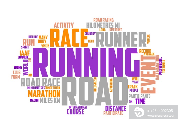 road running wordcloud concept, wordart,