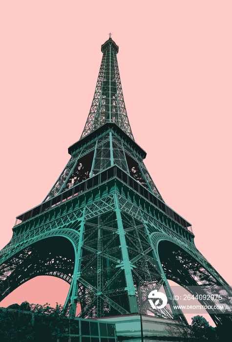 Eiffel Tower - retro postcard styled.