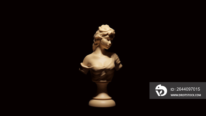 Lady Sculpture White Cream Bone Color 3d插图3d渲染图