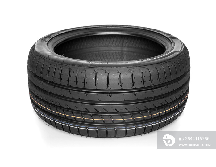 Car tire isolated on white background.