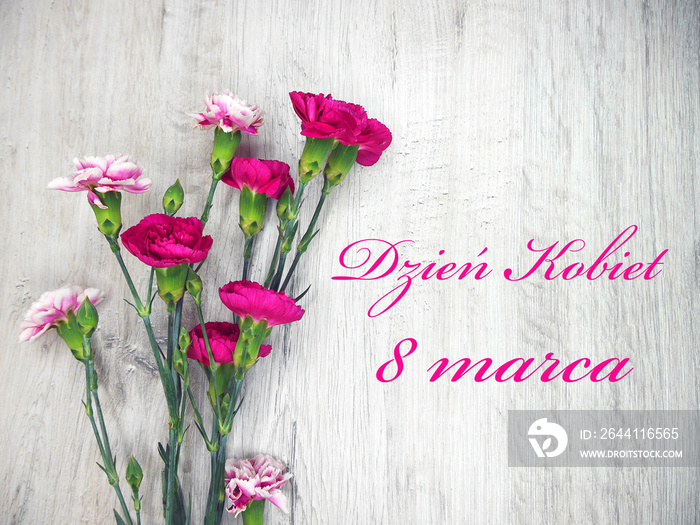 Flowers on a wooden clear background and Mothers day