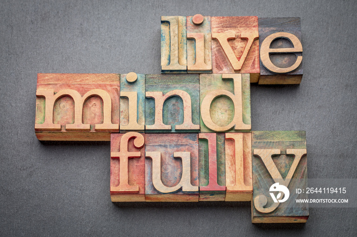 live mindfully in wood type