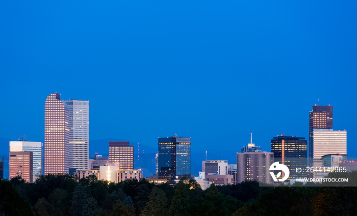 Skyline of Denver at dawn