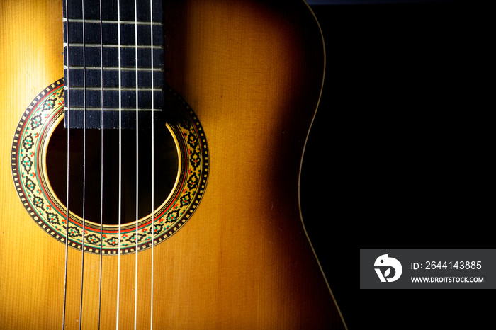 Detail of an acoustic guitar