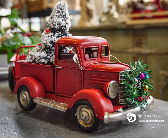 Old toy red pickup truck Christmas ornament