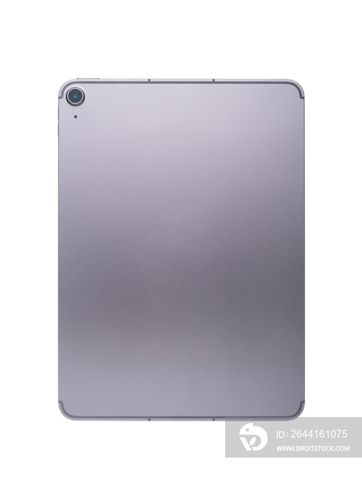 back view of new model tablet on white background