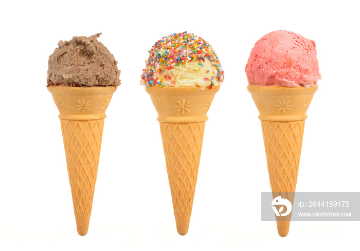 Three ice cream cones