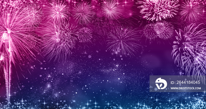 Abstract colored firework background with free space for text