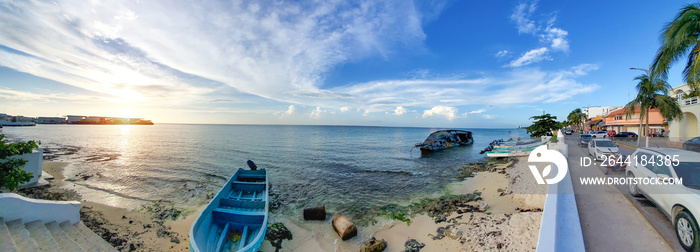 San Miguel de Cozumel, Mexico, sea promenade and waterfront with scenic ocean views of Cozumel Ocean