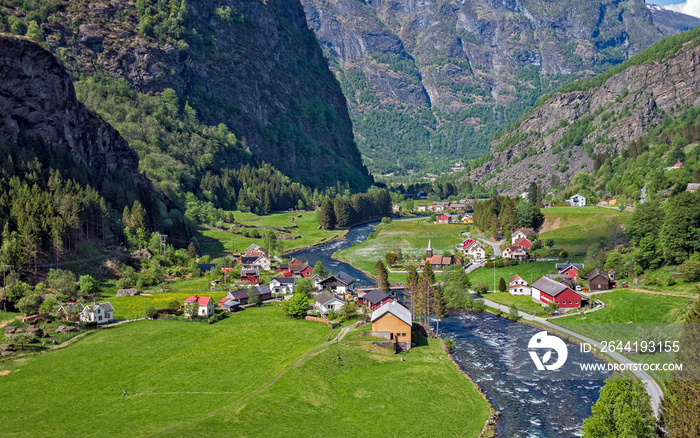 Beautiful small village at Flam, Norway.