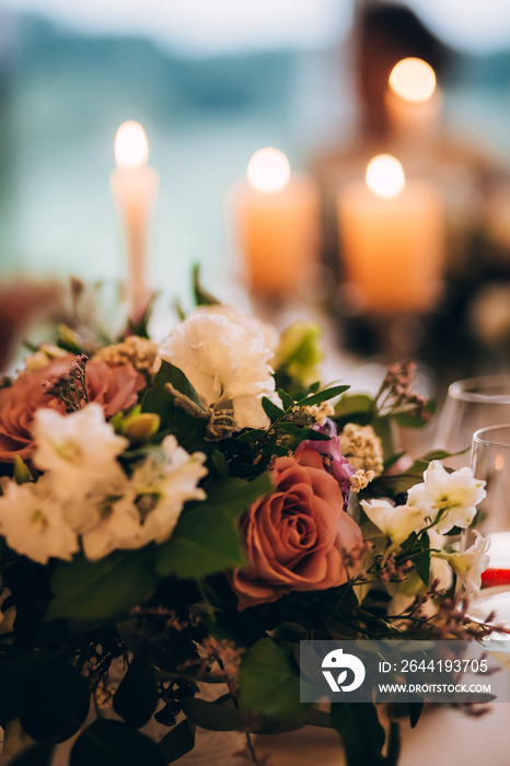 Decorated meadow for wedding ceremony.