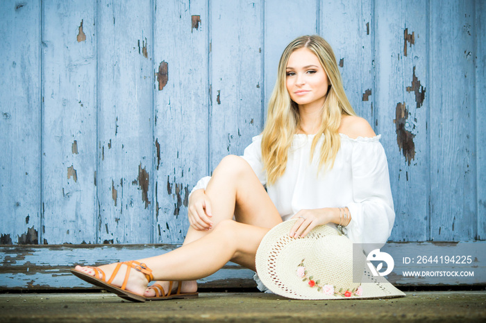 High school senior poses for portraits