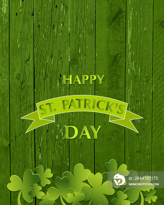 Green Saint Patricks day card with greetings text