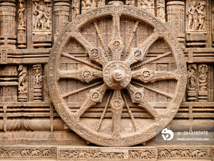 印度科纳拉克的科纳克神庙，太阳神神庙雕刻精美的墙壁。