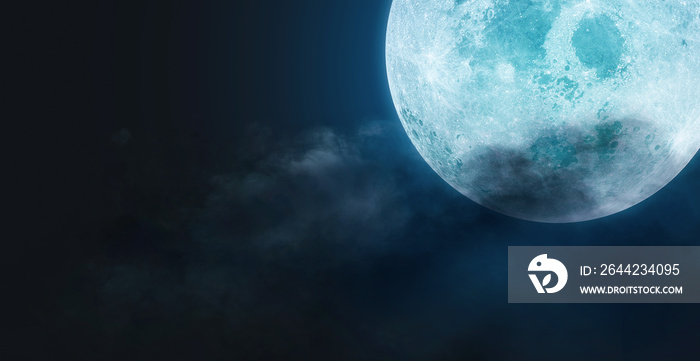 halloween background concept, backgrounds night sky with full moon and clouds. Elements of this imag