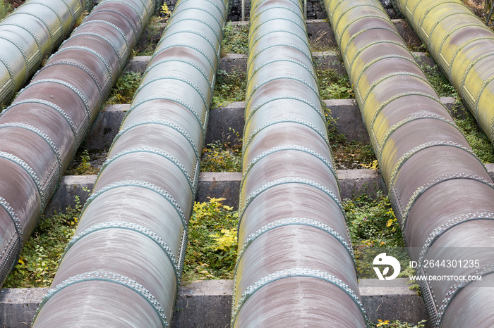 Close-up of water pipes of an hydro electric power plant