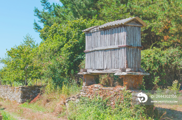 Wooden horreo in Sarria Camino de Santiago Galicia Spain