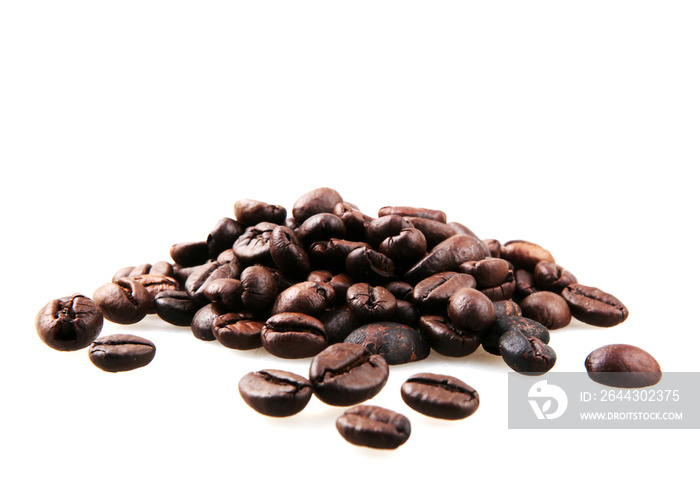 Fresh Roasted Coffee Beans Isolated On White Background