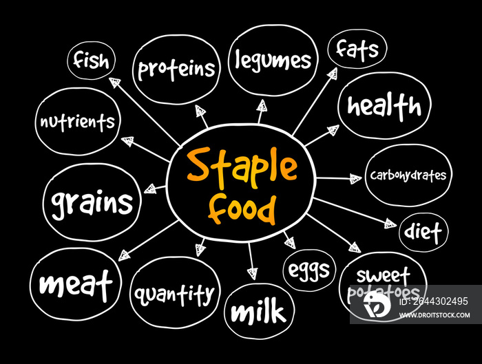 Staple food mind map, concept for presentations and reports