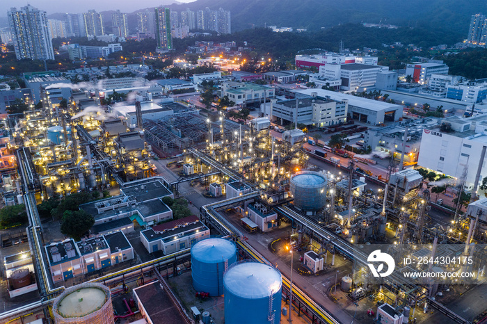 Tai Po Industrial district at night