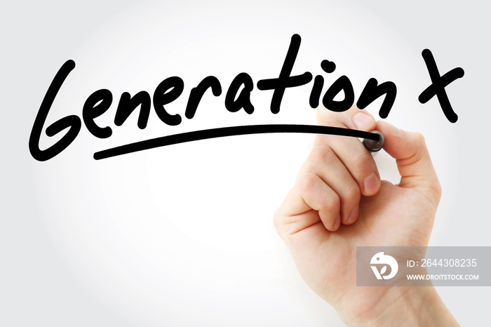 Generation X text with marker, education concept background