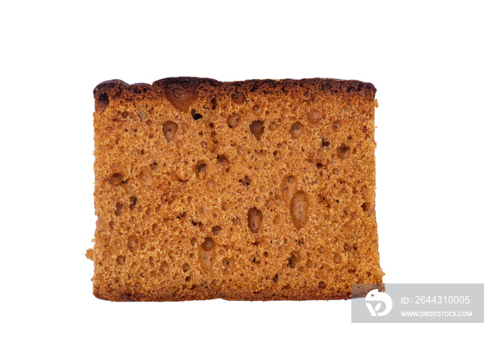 Slice of typical Dutch ontbijtkoek, isolated on a white background.