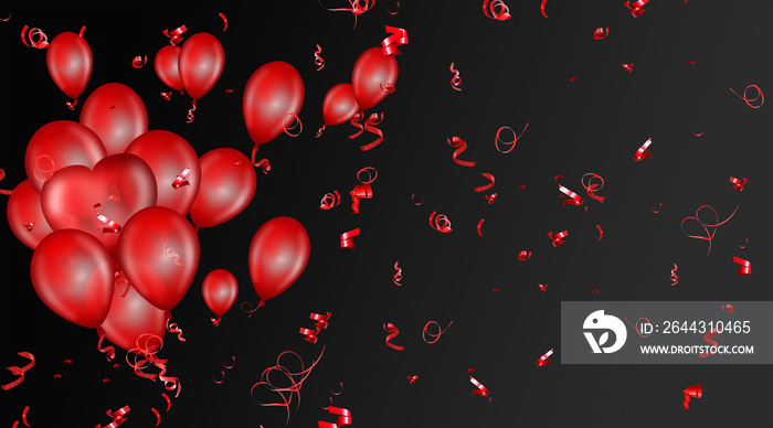 red balloons on a black background