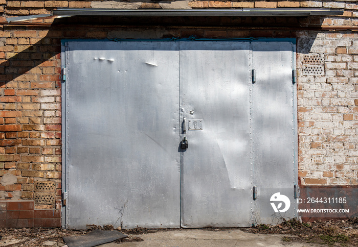 old metal warehouse door, hangar, high resolution photo