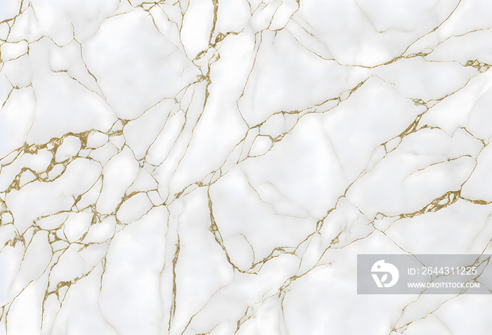 A rendered marble texture: white soft surface with gold veins, elegant style. Overhead shot.