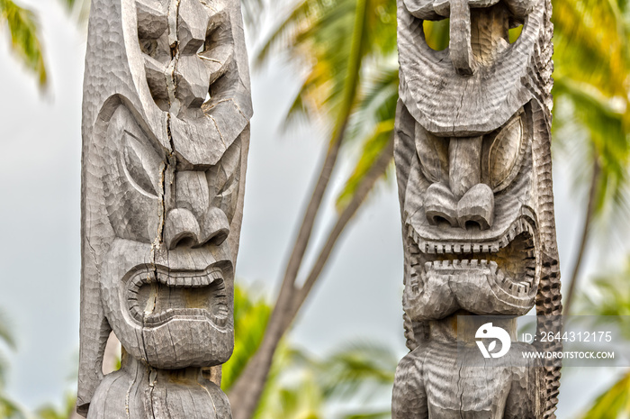 Polynesian God in Puuhonua O Honaunau National Historical Park