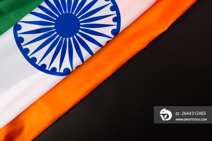 Indian republic day, flat lay top view, Indian flag