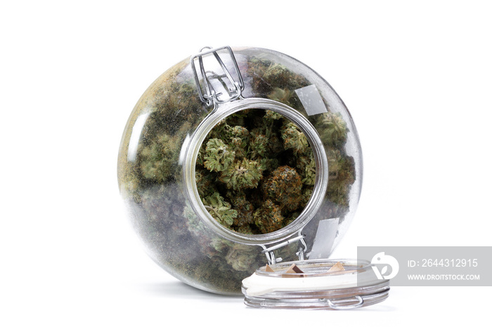 glass jar full of cannabis