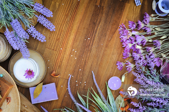 Natural cosmetics and soap mockup backdrop with soap