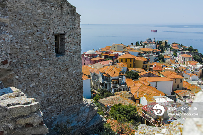 Panorama of city of Kavala from fortress, Greece