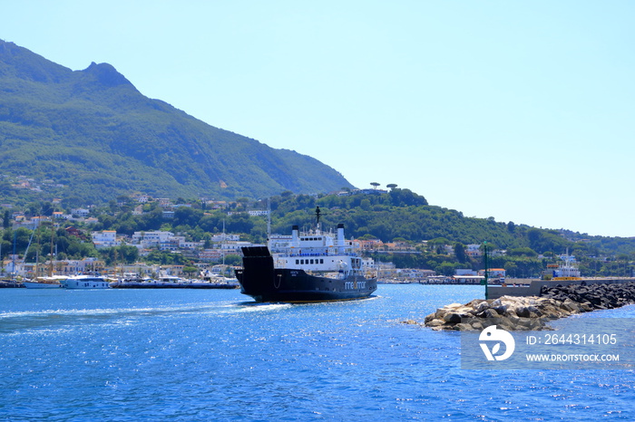 Coastal landscape with marina of Casamicciola Terme, Ischia Island, Italy