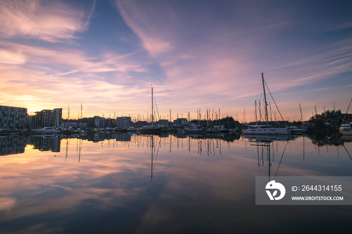 Early morning over the wet dock in Ipswich, UK