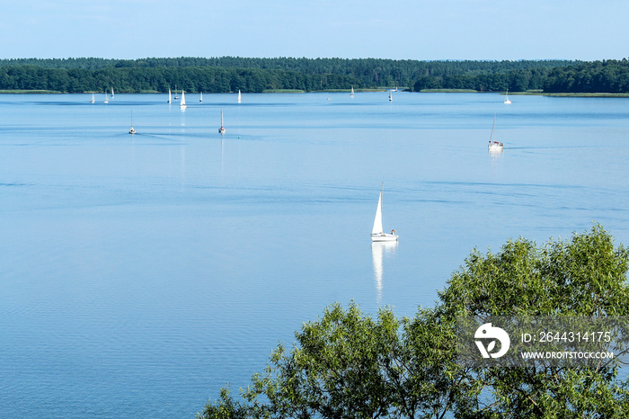 Sailing boats on the Jeziorak lake in Siemiany, Poland