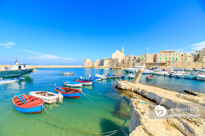 Fishing boats in small port Giovinazzo near Bari, Apulia, Italy