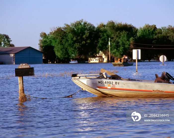 Flooded highway and farm land during 1993 flooding;   near St Louis, Missouri